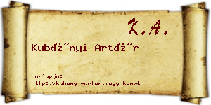 Kubányi Artúr névjegykártya